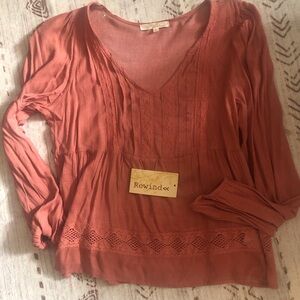 Rewind Pink 3/4 Sleeve Ribbed Blouse
